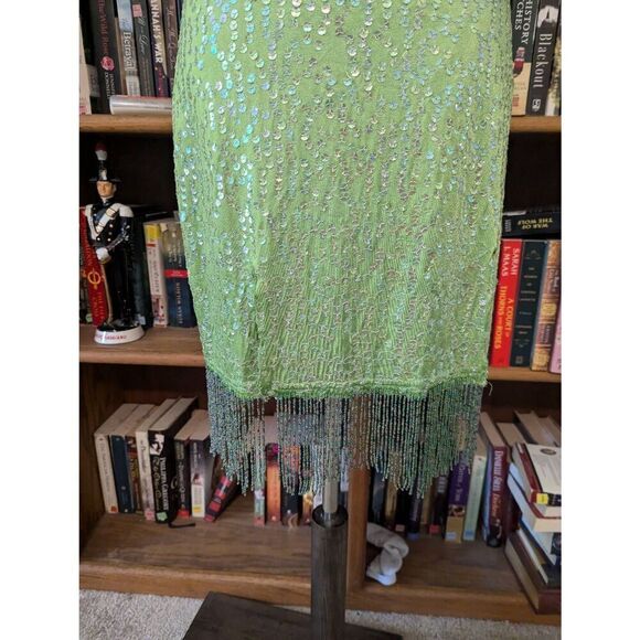 Vintage Hugo Buscati Women's Size 8 Green Sequin Swinger Mini Dress USA - Picture 3 of 9